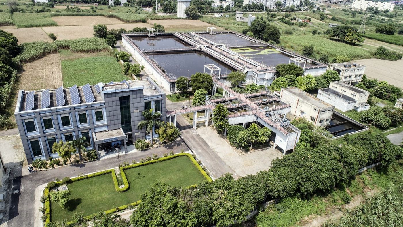Planta de tratamiento de agua, vista aérea