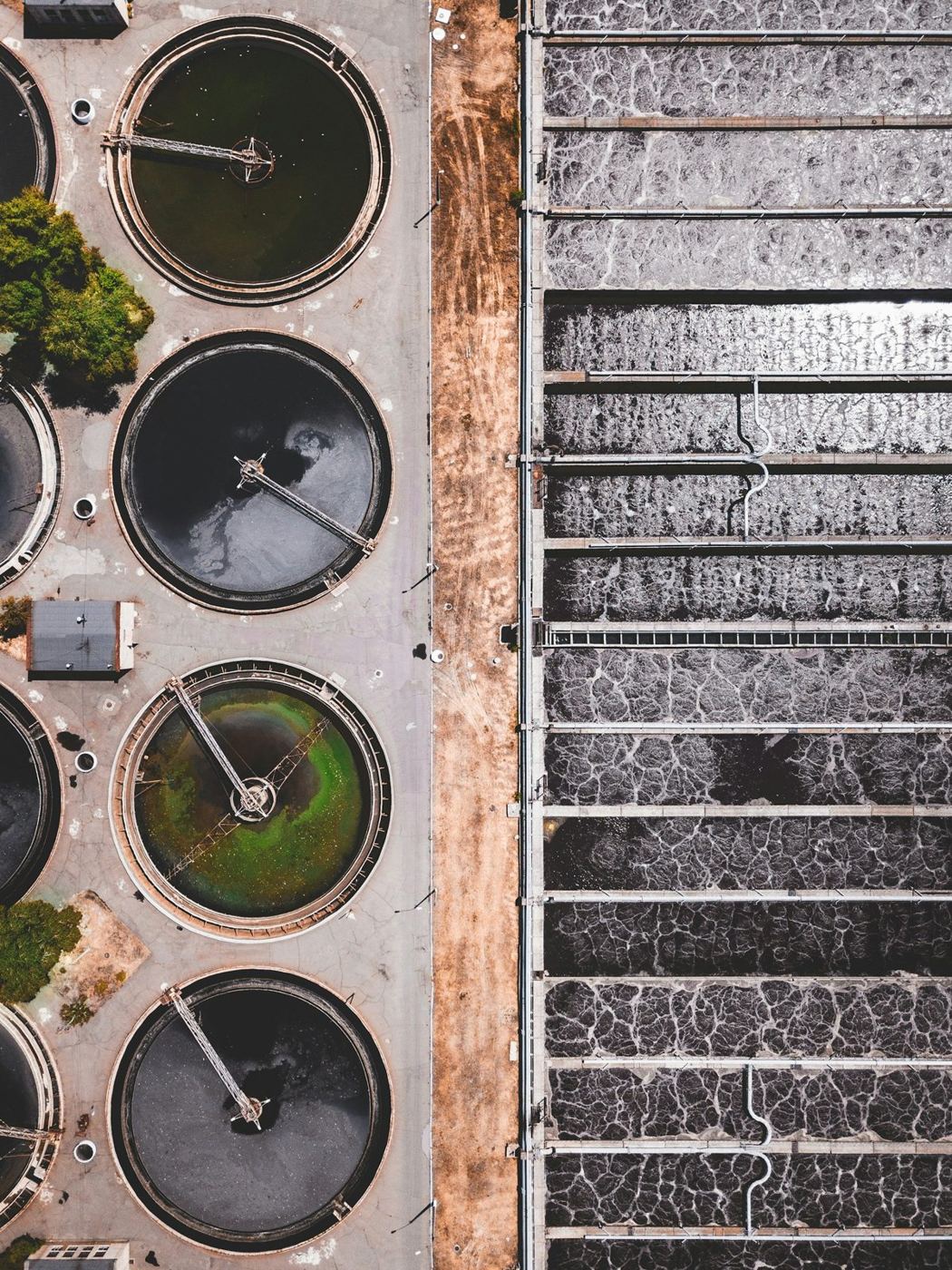 Planta de tratamiento de agua, vista aérea